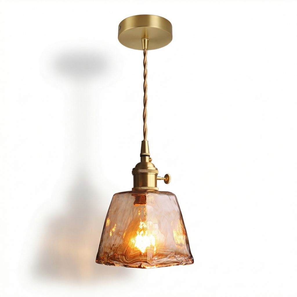 Vintage Amber Glass Pendant Light