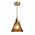 Vintage Amber Glass Bell Pendant Light