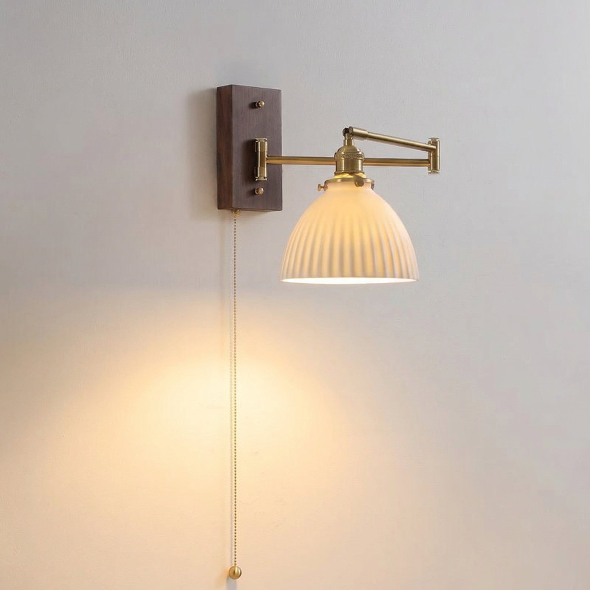 Nordic Ceramic Dome Wall Lamp with Brass Arm
