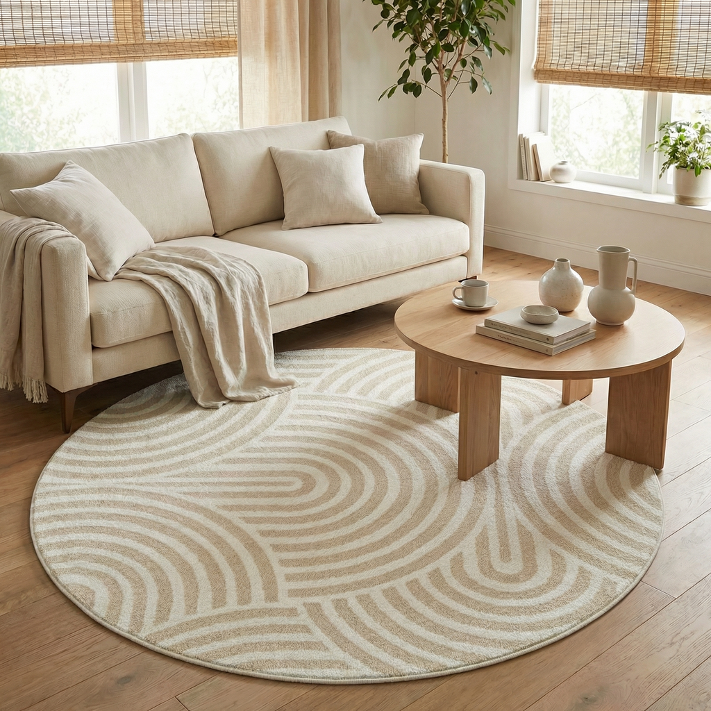Round Cashmere Area Rug – Modern Soft Floor Carpet for Living Room, Bedroom & Home Office Chair Mat