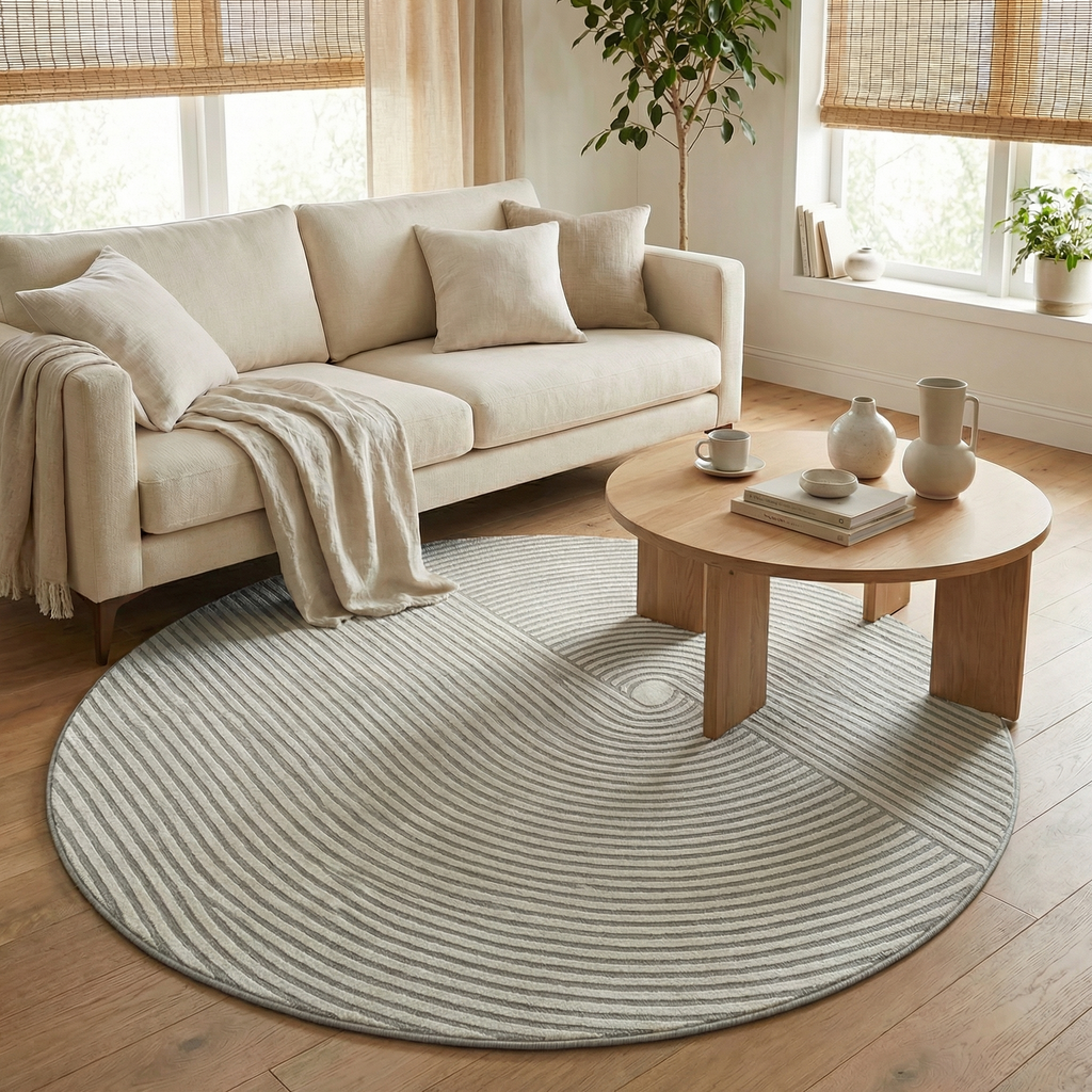 Round Cashmere Area Rug – Modern Soft Floor Carpet for Living Room, Bedroom & Home Office Chair Mat