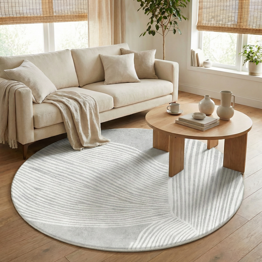 Round Cashmere Area Rug – Modern Soft Floor Carpet for Living Room, Bedroom & Home Office Chair Mat