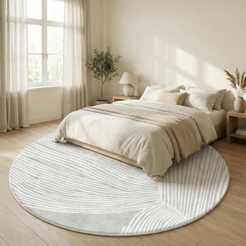 Round Cashmere Area Rug – Modern Soft Floor Carpet for Living Room, Bedroom & Home Office Chair Mat