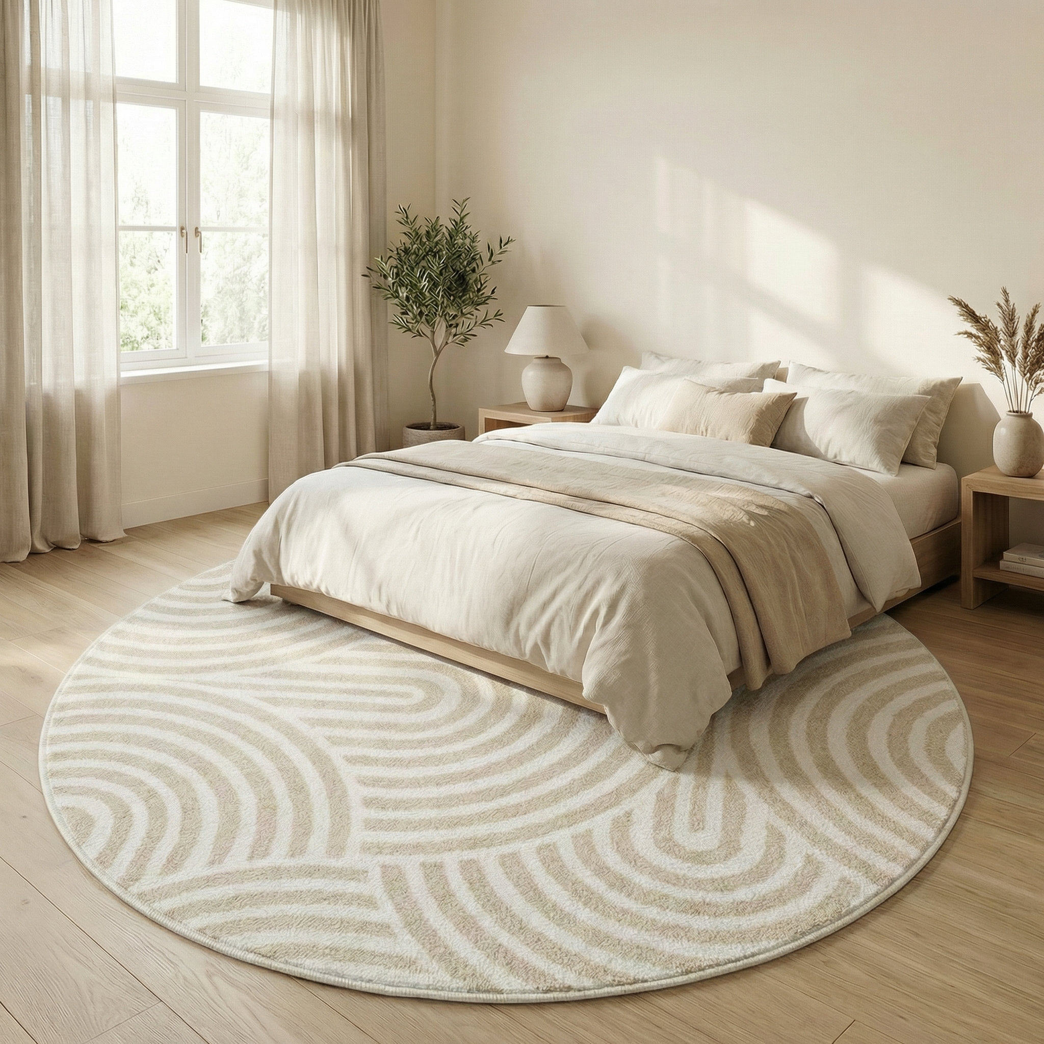 Round Cashmere Area Rug – Modern Soft Floor Carpet for Living Room, Bedroom & Home Office Chair Mat