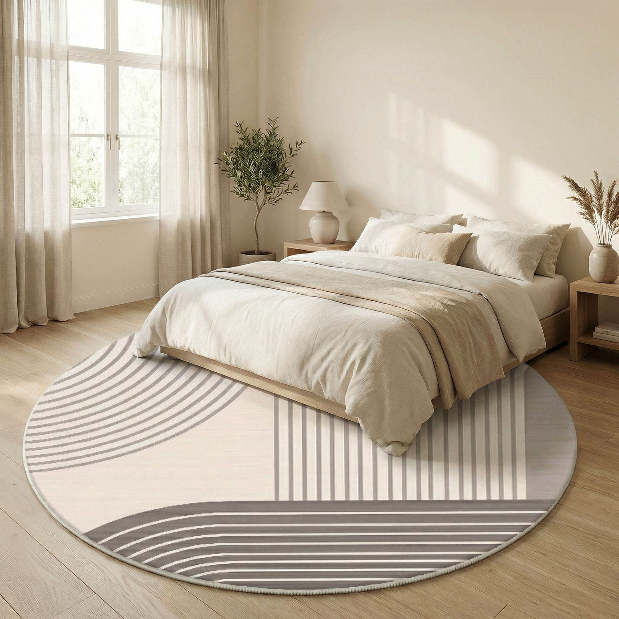 Round Cashmere Area Rug – Modern Soft Floor Carpet for Living Room, Bedroom & Home Office Chair Mat