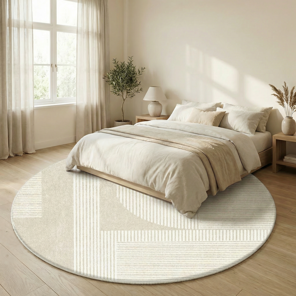 Round Cashmere Area Rug – Modern Soft Floor Carpet for Living Room, Bedroom & Home Office Chair Mat