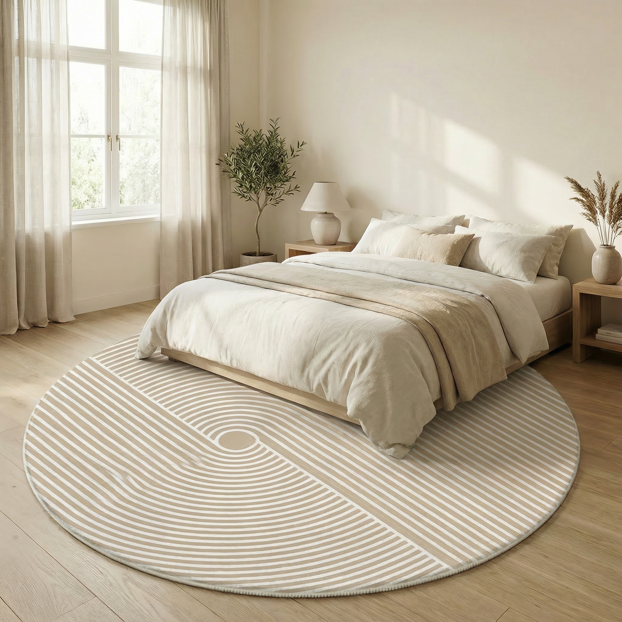 Round Cashmere Area Rug – Modern Soft Floor Carpet for Living Room, Bedroom & Home Office Chair Mat