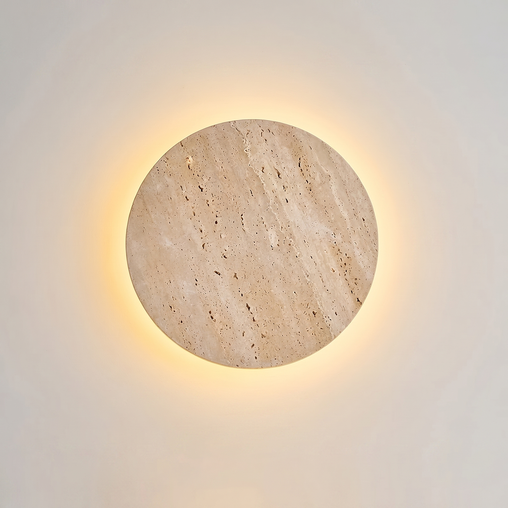 Minimalist Travertine Round LED Wall Sconce