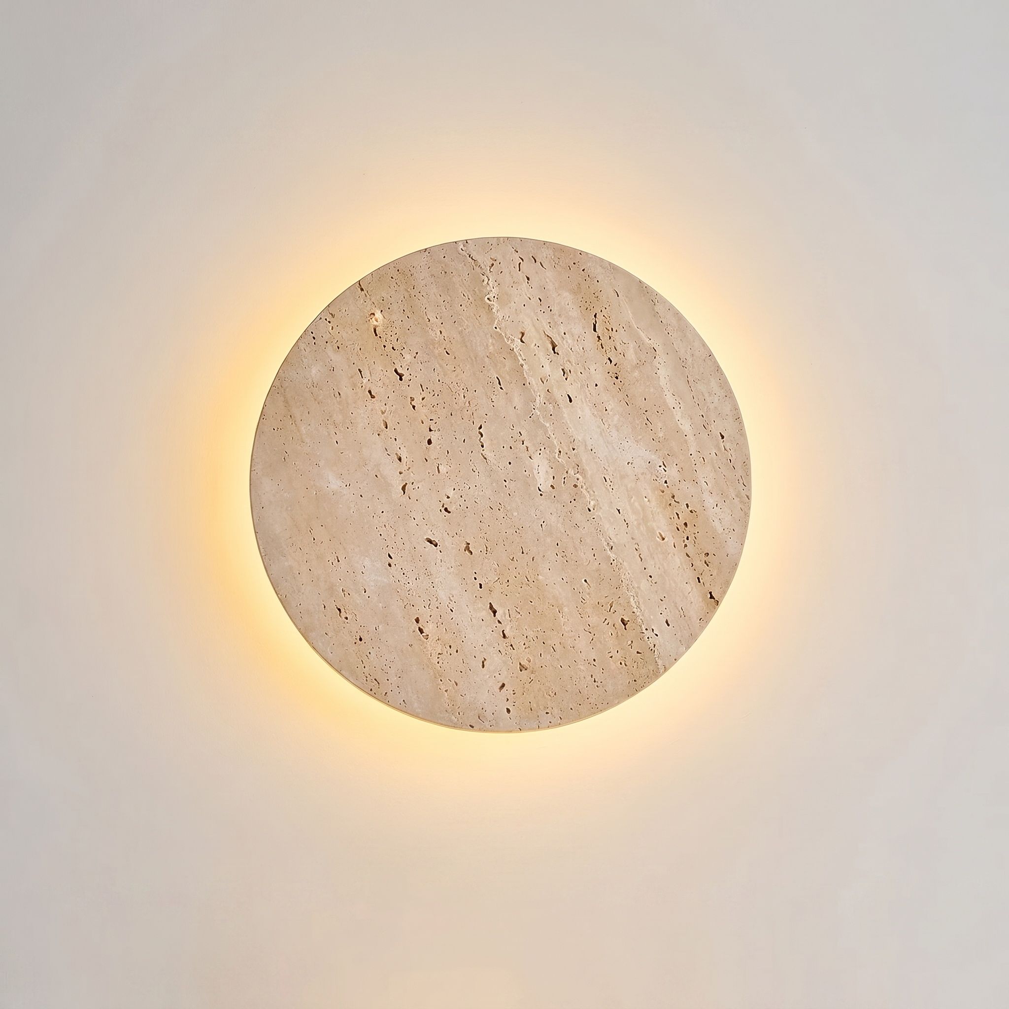 Minimalist Travertine Round LED Wall Sconce